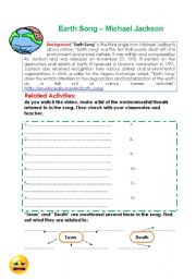 English Worksheet: Earth Song Worksheet