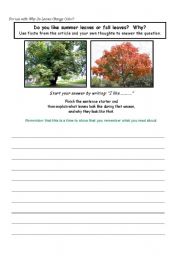 English worksheet: Response To Article - followup to Why Do Leaves Change Color?