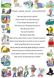 English Worksheet: How was your vacation?
