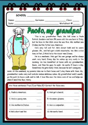 English Worksheet: PAOLO, MY GRANDFATHER! ( 2 PAGES )