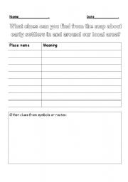 English worksheet: Place name Sheet  Geography