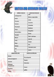 English Worksheet: British and American English