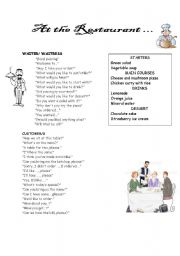 English Worksheet: At The Restaurant