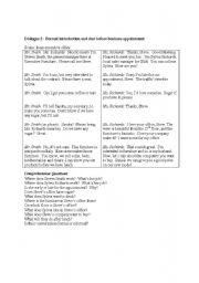 English Worksheet: Dialogue 2:  Formal introduction and chat before business appointment