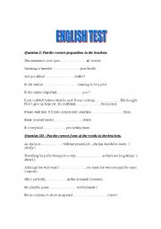 English worksheet: English test