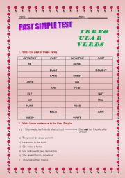 English worksheet: Past Simple Test - Irregular verbs
