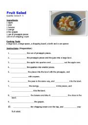 English Worksheet: Easy Fruit Salad Recipe