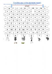 English Worksheet: Alphabet maze