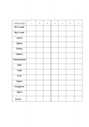 English worksheet: Alphabets game chart