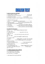 English Worksheet: Test of English grammar