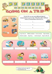 English Worksheet: Mr. Pizzas Going on a trip