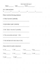 English worksheet: quiz sample for intermidiate level