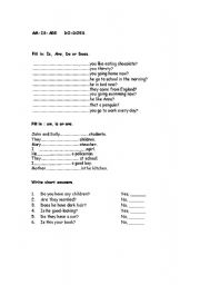 English Worksheet: BE and DO for beginners