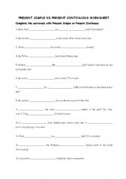 English worksheet: Present Continuous