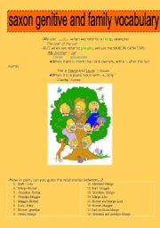 English Worksheet: SIMPSONS FAMILY TREE saxon genitive and family vocabulary