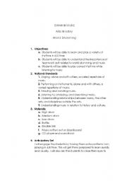 English Worksheet: World Drumming Lesson Plan