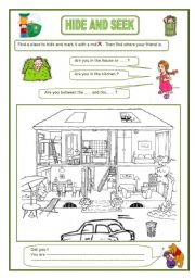 English Worksheet: Pairwork: Hide and seek