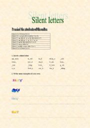 English Worksheet: Silent letters