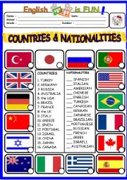 English Worksheet: Countries and Nationalities