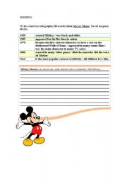 English worksheet: WRITING.Biographies.Mickey Mouse