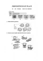 English worksheet: Prepositions of place