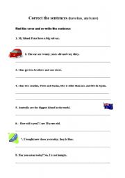 English worksheet: Correct the sentences