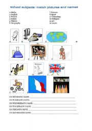 English worksheet: school subjects