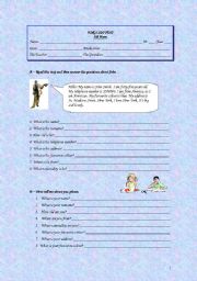 English Worksheet: 5th Grade Test-January 2010
