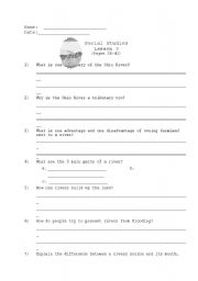 English worksheet: Rivers