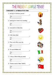 English Worksheet: Interrogative Form (The Present Simple Tense)