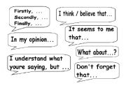 English Worksheet: USEFUL EXPRESSIONS FOR DISCUSSIONS AND DEBATES