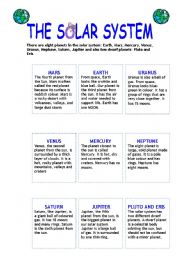 English Worksheet: OUR SOLAR SYSTEM