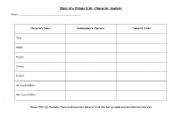 English Worksheet: Diary of a Wimpy Kid Character Analysis Chart