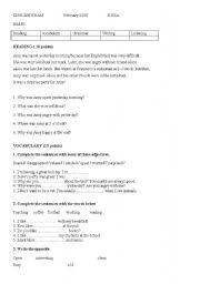 English Worksheet: first test second term II adults