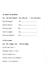 English worksheet: verb to be