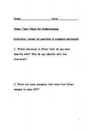 English worksheet: Oliver Twist Test