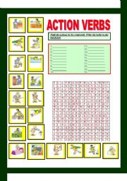 English Worksheet: ACTION VERB CROSSWORD(2/3)