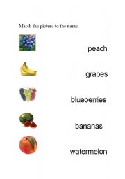 English worksheet: match the fruit with its written name