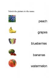 English worksheet: match the fruit with it´s written name