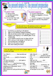 English Worksheet: present simple or present progressive