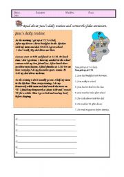 English Worksheet: Dailt routines