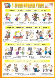 English Worksheet: Fourth series of 3-Word Phrasal Verbs. Exercises (Part 2/3). Key included!!!