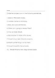 English Worksheet: Proper noun