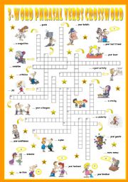 English Worksheet: Fourth series of 3-Word Phrasal Verbs. Crossword (Part 3/3)