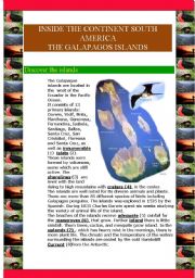 English Worksheet: Inside the continent Sout America - The Galapagos Islands(7 pages) 