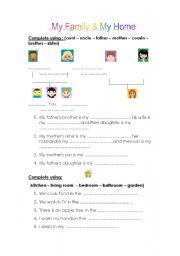 English Worksheet: My Family & My Home