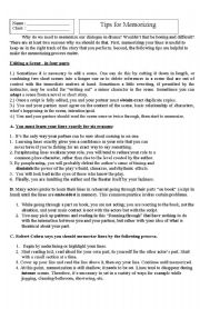 English worksheet: Tips for Memorizing