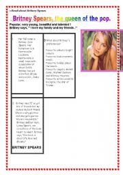 English Worksheet: BRITNEY SPEARS THE QUEEN OF THE POP