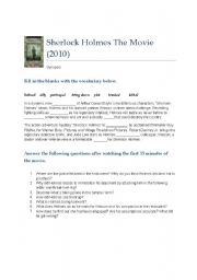 English Worksheet: Sherlock Holmes 2010 The Movie - Part 1