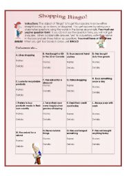 English Worksheet: Shopping BINGO